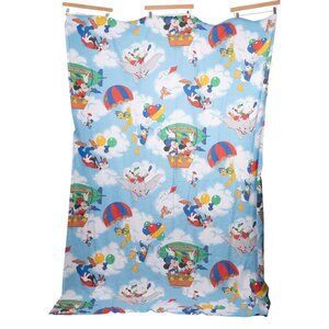Disney VTG Mickey Hot Air Balloon Twin Flat Sheet 80s Donald Duck Goofy Dumbo